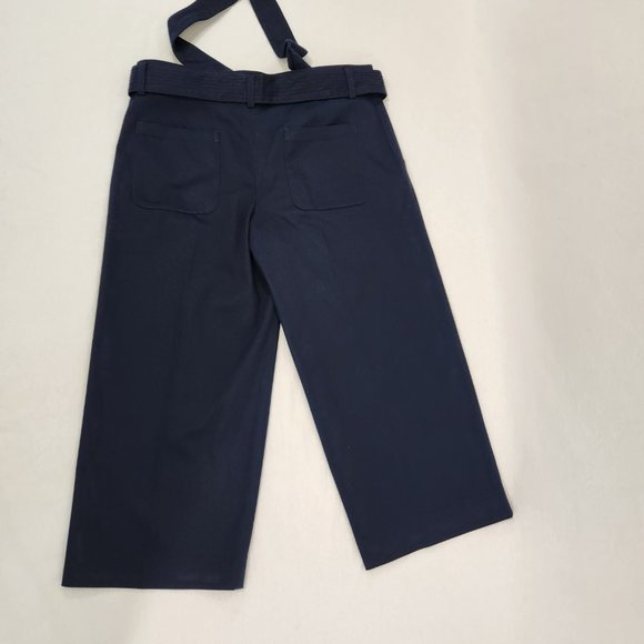 BANANA REPUBLIC Trendy Navy Wide Leg Crop Preppy Belted Pants Size 12 New NO Tag - Picture 6 of 16